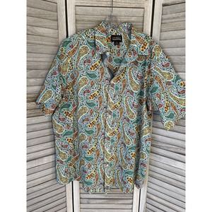 Cremieux Shirt Mens 2XT Casual Button Down All Over Paisley Print Blue Yellow